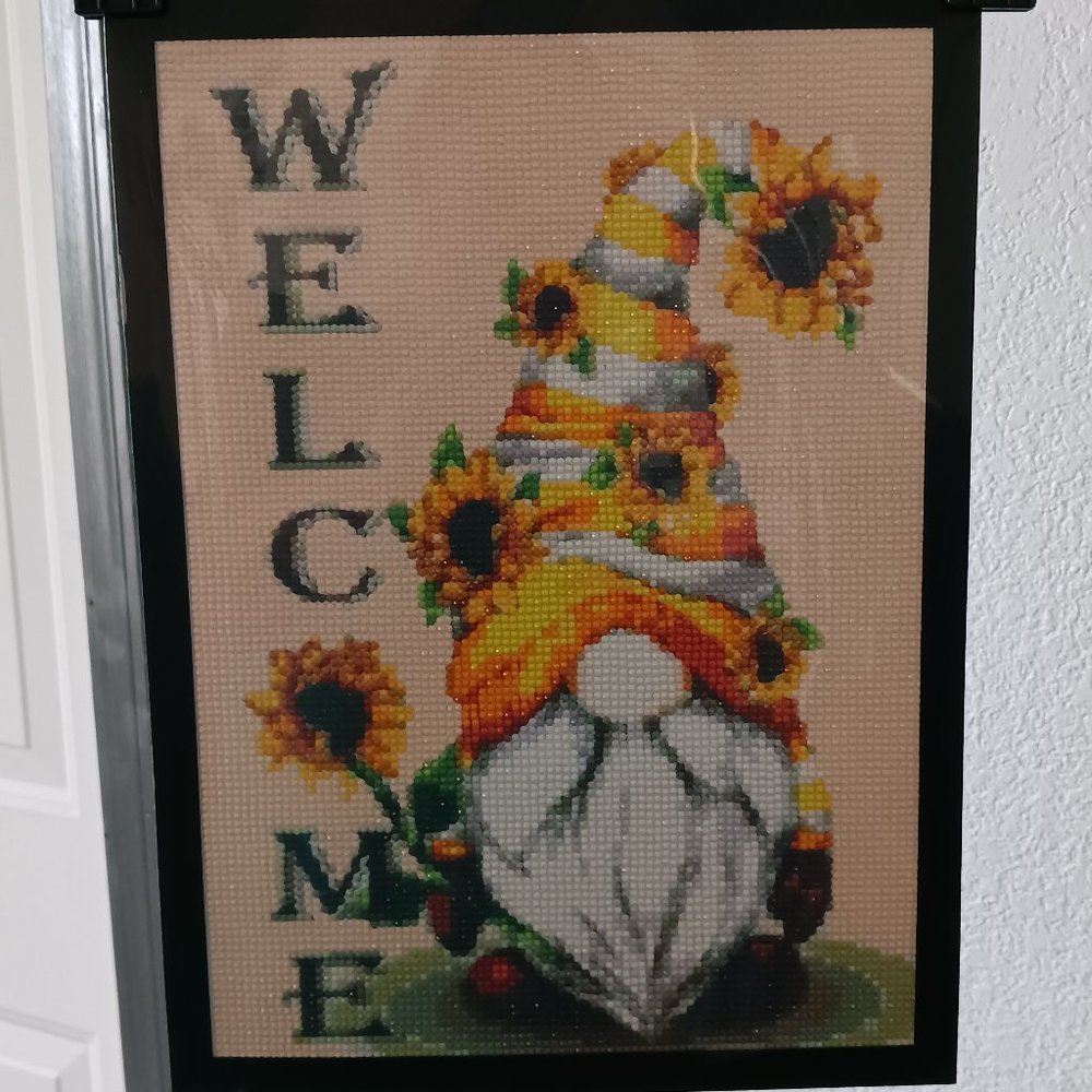 Diamond painting welcome sunflower gnome
